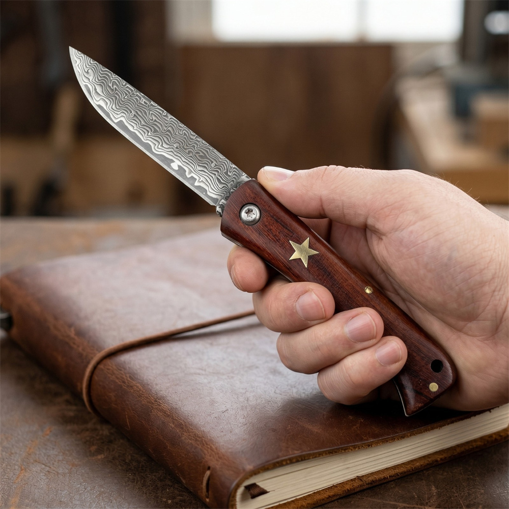 Edc Pocket Carry Fixed Blade - 컴팩트 아웃도어 서바이벌 다마스커스 접이식 포켓
