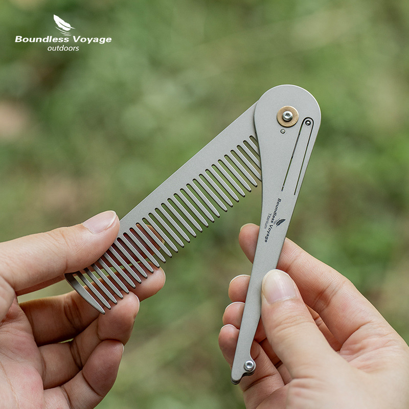 Comb Pocket Titanium - 순수 티타늄 정전기 방지 접이식 빗,