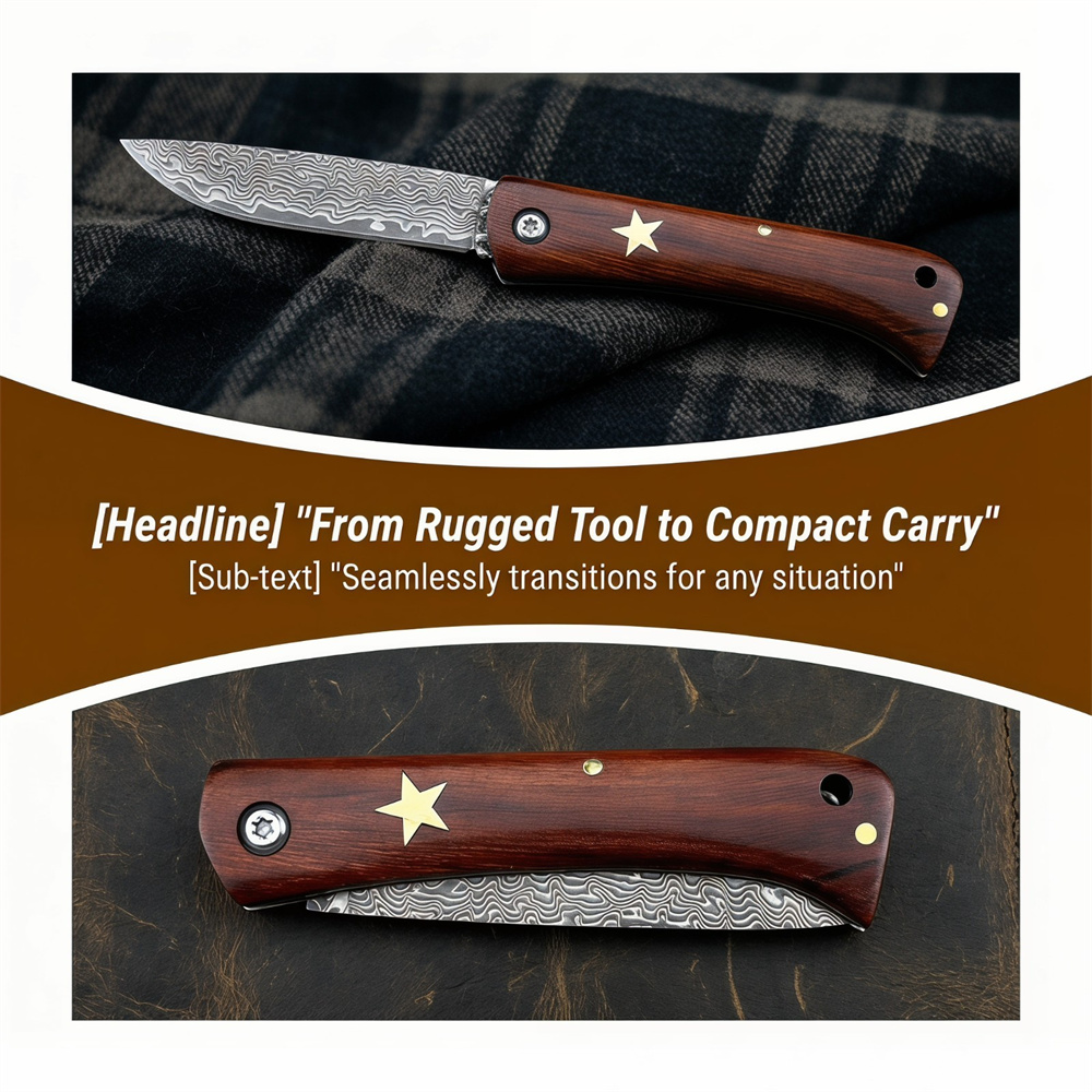 컴팩트 아웃도어 서바이벌 다마스커스 접이식 포켓 나이프 - Edc Pocket Carry Fixed Blade 리뷰 및 가격
